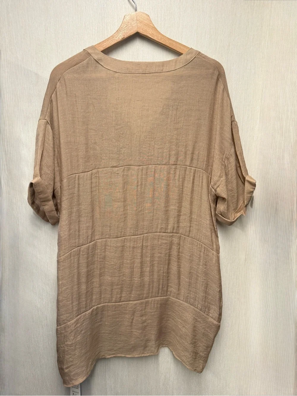 NWT Cupshe Tan Loose-Fit V-Neck Beach Cover-Up Dress, Size M